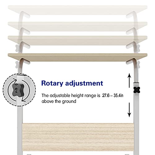 Side Table, 23.6in Adjustable Laptop Stand Portable Cart Tray Bedside Computer Table, Sofa Side Bed Table with Wheels(White) - color: Maple, size: 23.6 inches