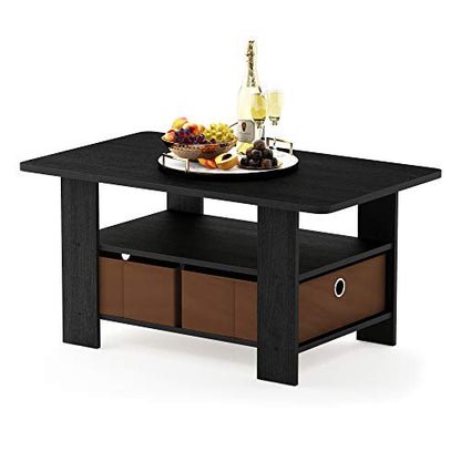 Small Modern Coffee Table with Storage, Bin Drawer Side Table, Coffee Table for Bedroom, Home Office, Living Room, Americano - color: Americano/Medium Brown