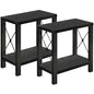 GAZHOME Farmhouse End Table for Small Spaces, Set of 2,Narrow Side End Table with Storage Shelf, Rustic X-Design Nightstand Sofa Table for Living Room, Bedroom Black - color: Black Oak