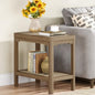 Eclatara Rattan Side Table End Table with Round Edge Design | 2 Tier Rattan Night Stand, Farmhouse Boho Bedside Tables with Ultra-Thick Legs for Bedroom Living Room(Caramel Oak,1 Piece) - color: Caramel Oak, Round Edges
