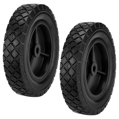 2 PCS 8 x 1.75 Inch Rubber Replacement Tire,Rubber Single Wheel Micro Sport Wheel with 1/2 Bore Offset Axle,Tires Rolling Roller for Installation Replacement,Hand Truck - size: Black 2Pcs