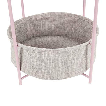 Amazon Basics Round End Table with Storage Bin, Easy Assembly, Bedroom Accent Table, 17.7"D x 17.7"W x 18.9"H, Dusty Pink | Side Table - color: Dusty Pink