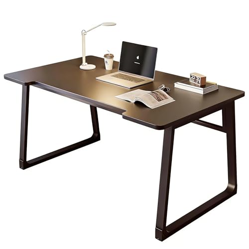 Computer Desk 39.4 Inch Small Office Desk with Wood Top and Metal Frame, Study Writing Desk for Home, Bedroom, Gaming, U-Shaped Leg Design, Modern Simple - color: Frame：black/Board：black