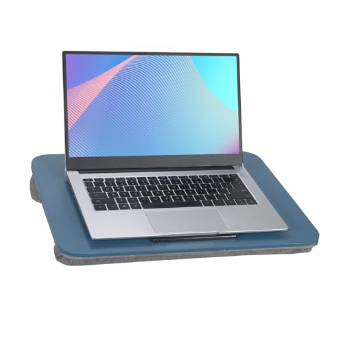 Portable Laptop Desk Fits Up to 16“ Laptops, with Tablet Slot, Built-in Cushion, Great for Home & Office,Lap Desk for Laptop,Lap Desk with Cushion (Blue, Medium) - color: Blue, size: Medium