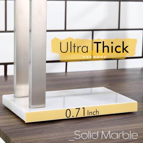 KOKOSIRI Hand Towel Holders Standing Towel Bars 2-Tier with Marble Base for Bathroom Vanity Countertop, Brushed Stainless Steel 15.7'' Height THS0007-BR - color: Brushed Nickel, size: 2-Bar