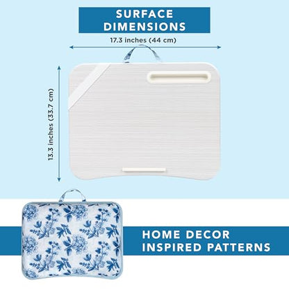 LAPGEAR Designer Lap Desk – Blue Blossoms, 2-Pack with Storage Basket - color: Blue Blossoms, size: 2-Pack + Basket