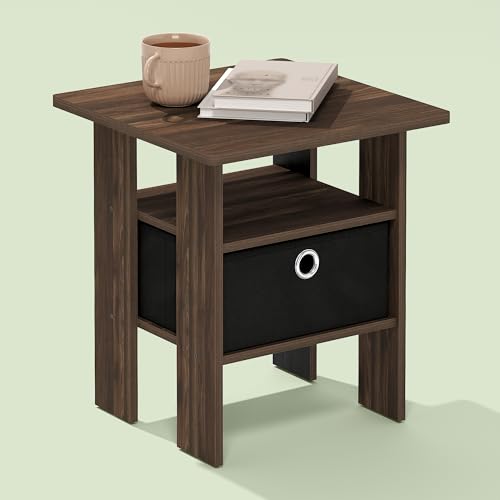 Ipoh End Table, Nightstand, Side Table with Bin Drawer for Small Spaces, Living Room, Bedroom, Chestnut/Dark Brown - color: Chestnut/Dark Brown