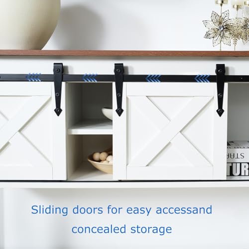 White Farmhouse Entryway Table, Rustic Hallway Table with Storage Shelf, Sofa Table with Sliding Barn Doors for Hallway, Entryway, Living Room, Foyer - color: White