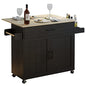 IRONCK Rolling Kitchen Island Cart with Drop-Leaf and Wine Rack, Black | Wheels, Drawers, Open Shelves, Adjustable Shelves, and Spacious Drawer Storage - color: Black