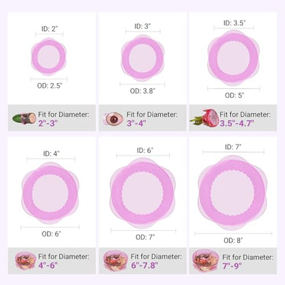 Silicone Stretch Lids for Food Storage in Fridge, Reusable Elastic Bowl Covers for Cup, Cans, Jars, Round & Rectangle Container, Food Grade Silicone Microwave Food Cover, Purple, 6PCS - color: 6 Pcs Purple