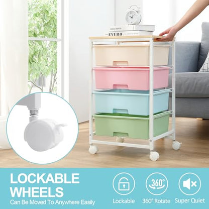 Utility Cart with 4 Drawers, Rolling Storage Cart with Drawers, Rainbow | Storage Rolling Drawer Cart - color: Rainbow