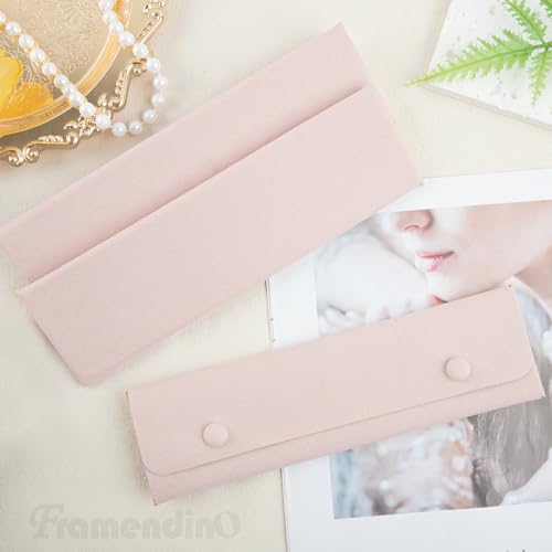 Framendino, 6 Pack Velvet Necklace Case Traval Jewelry Bag Organizer Pouch Holder Box for Women Storage Bridesmaid Wedding Christmas Pink - color: Pink