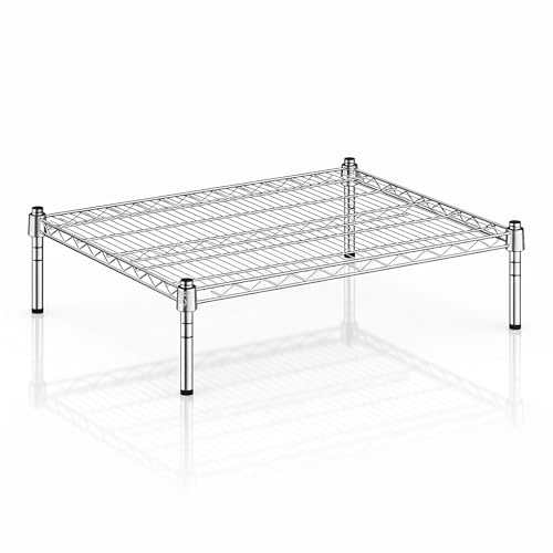 Chrome Wire Storage Shelf, 24" x 30" x 8" Dunnage Rack, Commercial 1 Tier Small Shelf - color: Silver, size: 24"D x 30"W x 8"H