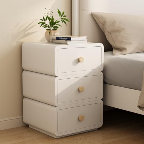 AQIMUELE White Night Stand, Narrow Nightstand with Drawers, Modern Nightstand for Bedroom, Dorm and Living Room.
