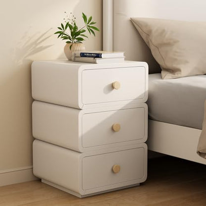 AQIMUELE White Night Stand, Narrow Nightstand with Drawers, Modern Nightstand for Bedroom, Dorm and Living Room.