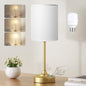 Gold Nightstand Bedroom Lamp - 3 Way Dimmable Bedside Lamp, Small Table Lamp Linen Lampshade for Office Desk, LED Bulb Included - color: White Shade-Gold Base, size: 14" Touch Control