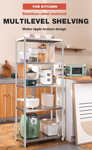 susunnus Stainless Steel Shelves 23.6in-3 Tier, Stainless Steel Shelf Organizer, Kitchen Storage Shelves, Artistic Texture, Pragmatic& Sturdy & Waterproof - size: 23.6in*13.8in-3T