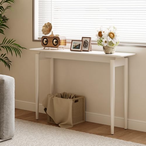 AQIMUELE Wood Console Table White Entryway Table, Thin Console Table, Sofa Tables for Living Room (47.2'') - color: White, size: 47.2"W x 11.8"D x 29.9"H