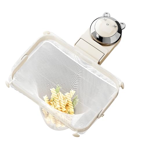 Foldable Kitchen Sink Strainer with Filter Mesh Bags, Food Waste Filter Basket, Suction Cup Folding Washing Vegetables and Fruits Drying Bag Holder (White) - color: White Foldable Kitchen Sink Strainer + 50pcs Sink Strainer Bags