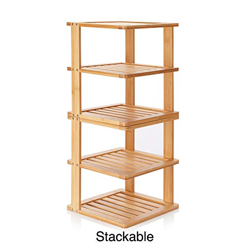 Bamboo Corner Shelf - 3 Tier 10 x 10 inch and 11.5 inches high. Kitchen Cabinet Organizer - Pantry Organization and Storage - Bathroom Countertop Shelves