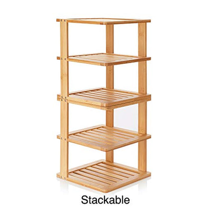 Bamboo Corner Shelf - 3 Tier 10 x 10 inch and 11.5 inches high. Kitchen Cabinet Organizer - Pantry Organization and Storage - Bathroom Countertop Shelves