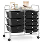 RELAX4LIFE 9 Drawer Rolling Storage Cart - Mobile Drawer Carts for Craft Art Supply Paper Salon, Utility Cart on Wheels for Classroom Teacher School Office, Rolling Cart with Drawers (Black) - color: Black, style: 9 Drawers