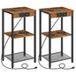 HOOBRO Tall End Tables with Charging Station, Set of 2, 30 Inch Tall Nightstands, 3-Tier Side Tables with Adjustable Storage Shelves, for Living Room, Bedroom, Hallway, Rustic Brown BF09UDHP201G1 - color: Rustic Brown + Black
