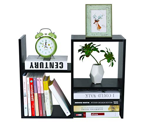 PAG Desktop Shelf Freestanding Wooden Small Bookshelf Desk Supplies Organizers and Accessories Storage Display Rack Office Dorm Decor for Women, Black - color: Black, size: Style 4