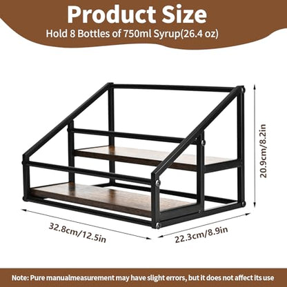 YQBRAO 2-Tier Coffee Syrup Organizer - 8 Bottle Rack for Coffee Bar, Kitchen Station - Stand and Holder for Syrup, Wine, Dressing - size: 2 Tier 8 Bottle Syrup Rack - 1 Pack