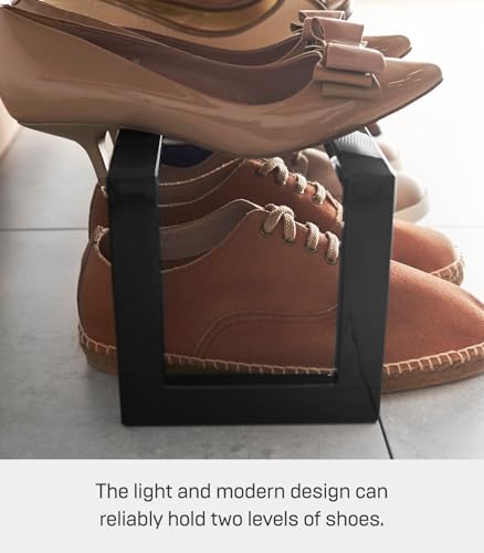 YAMAZAKI Home Line Expanding Shoe Rack, Metal, Adjustable - Single, 6" - Steel - Holds 4 To 8 Shoes - color: Black, size: Single