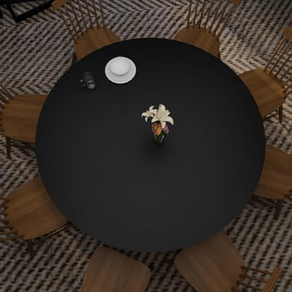 Round Table Cover - Can Be Used On Both Sides Waterproof and Easy to Clean Good Flatness Used for Dining Table(Black+Black Dia.42Inch) - color: Black+black, size: 42" (Round)
