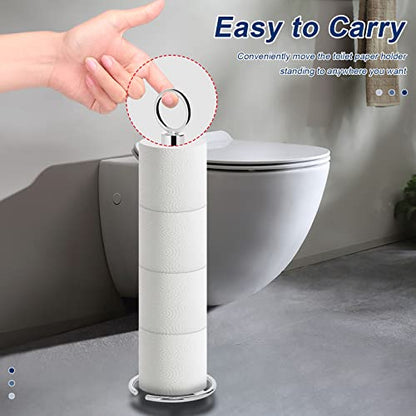 NearMoon Bath Toilet Paper Holder Stand, Freestanding Tissue Paper Storage with Reserve, Space Toilet 4 Rolls Holder for Bathroom/Kitchen Countertop-All Metal (1 Pack, Chrome Finish) - color: Chrome Finish