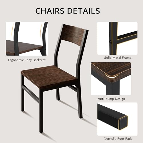 iPormis 7 Pieces Dining Table & Chairs Set for 4-6, 63" Extendable Kitchen Table and 6 Chairs, Dining Room Table with MDF Board & Metal Frame, Perfect for Small Space, Easy Clean, Espresso - color: Espresso