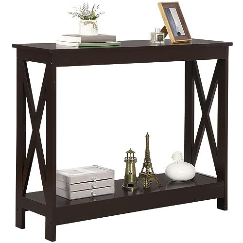 Nouva 2-Tier Narrow Console Sofa Side Table Wall Table for Hallway Foyer Table Sofa Tables Long Accent Table for Living Room,Espresso - color: Espresso
