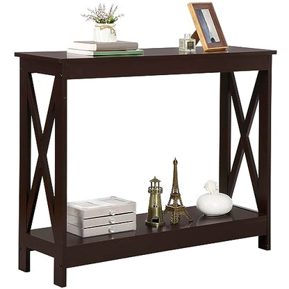 Nouva 2-Tier Narrow Console Sofa Side Table Wall Table for Hallway Foyer Table Sofa Tables Long Accent Table for Living Room,Espresso - color: Espresso