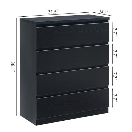 Nightstand with Drawers, Bedside Table with Drawers, Sofa Side Table Storage Cabinet, Night Stand for Bedroom Living Room (1, 4 Drawers Black, 31.5" W×15.7" D×38.1" H) - color: 4 Drawers Black, 31.5"w