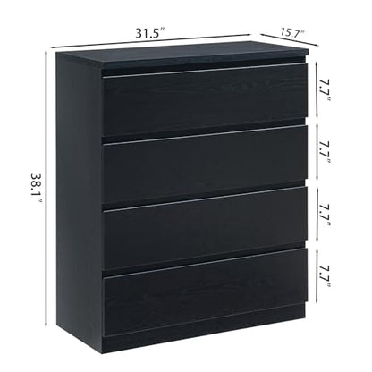 Nightstand with Drawers, Bedside Table with Drawers, Sofa Side Table Storage Cabinet, Night Stand for Bedroom Living Room (1, 4 Drawers Black, 31.5" W×15.7" D×38.1" H) - color: 4 Drawers Black, 31.5"w