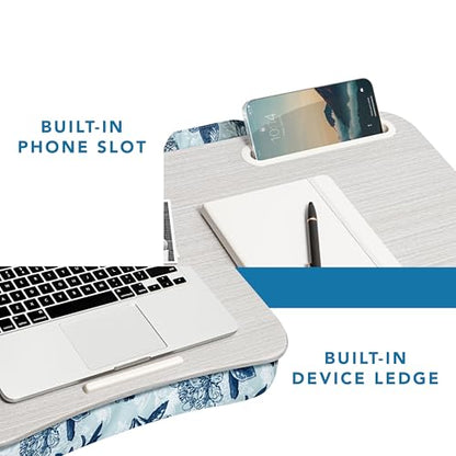 LAPGEAR Designer Lap Desk – Blue Blossoms, 2-Pack with Storage Basket - color: Blue Blossoms, size: 2-Pack + Basket