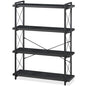 HCHQHS Bookshelf, 4-Tier Industrial Bookcase, Black Open Book Shelf, Freestanding Tall Bookshelves with Metal Frame - color: Ebony Black, size: 4-Tier (35.8"W x 51.2"H)