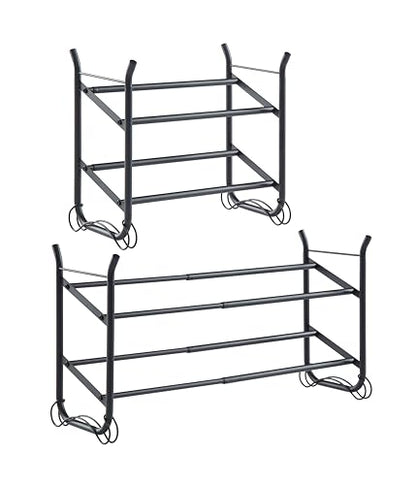 SunnyPoint Expandable & Stackable 2-Tier Shoe Rack – Adjustable Shoe Organizer for Entryway, Closet or Bedroom, Holds 4 to 8 Pairs, Space-Saving Metal Shoe Storage Shelf (17.5"–31.49" W) (BLK, 2 Tier)