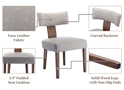 RIVOVA Mid Century Modern Dining Chairs Set of 4 PU Leather Upholstered Side Chairs, Modern Kitchen Armless Parson Chairs Solid Wood Dining Chairs, Grey - color: Grey Curved