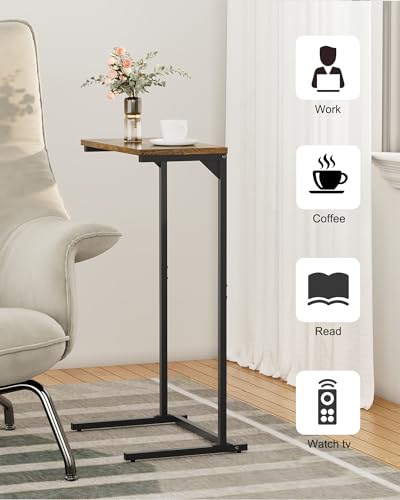 TUTOTAK C Shaped End Table, Tv Tray, Small Side Table, Set of 2, 28.7 inch Tall Couch Table, Tray Table, Sofa Table, Living Room, Bed Room, Brown TB01BB0712 - color: Brown