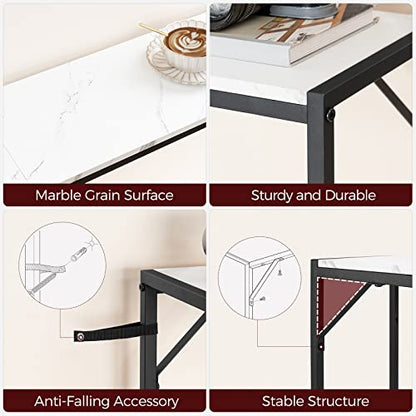 MAHANCRIS Console Table, Narrow Sofa Table Behind Couch, 43.7” Entrance Table with Power Station, Simple Style, for Living Room, Hallway, Entryway, Foyer, Marble and Black CTHM112E01 - color: Marble, Black