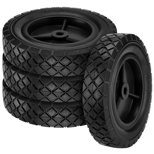 4 PCS 8 x 1.75 Inch Hand Truck Wheels, 1/2 Inch Axle Lawn Mower Wheels, Heavy Duty Rubber Replacement Tires Wheels for Dolly, Compresso,Grill - size: Black 4Pcs