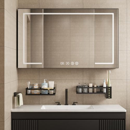 PUSDON 5-in-1 Wide Wall Mount Wrapped Mesh Kitchen Organizer & Shower Caddy Kit, with Paper Towel Holder, Utensil Holder, Soap Dish, Heavy Duty 50LBS - Matte Black, Netting - color: Matte Black, size: 5-in-1 Full Mesh (12.6" Wide)