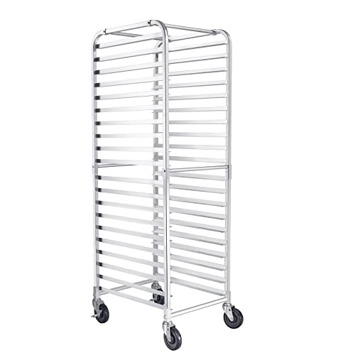 HARDURA 20 Tier Bun Pan Rack, Bakery Rack with Casters, NSF Home Commercial Kitchen, Aluminum Storage Cooling Sheet Pan Rack,20"x26"x69"H - size: 20 tier