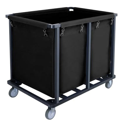 Commercial Laundry Cart with Wheels,400L Black | 600LBS Heavy Duty Industrial Laundry Cart with Steel Frame and Oxford Cloth Bag, Rolling Laundry Cart for Home,Hotel - color: Black