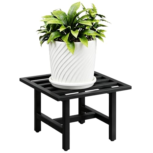 Heavy Duty Metal Plant Stand Outdoor, 330 lbs Wrought Iron Square Plant Stand Indoor, Rustproof Low Pedestal for Large Flower Pots, Patio, Balcony, Garden Decor 1 Pack Black - color: 1 pack black