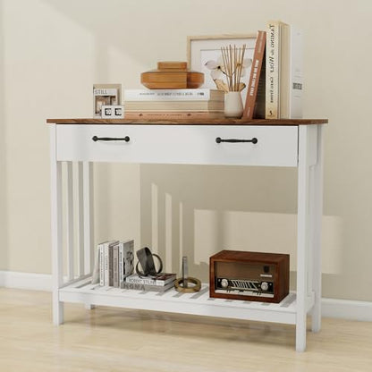 TaoHFE Farmhouse Narrow Console Table Modern Wooden,Living Room Tables Narrow Side Tables for Entryway,Entry Table with Storage Hallway SideTable with Drawers - color: Oak