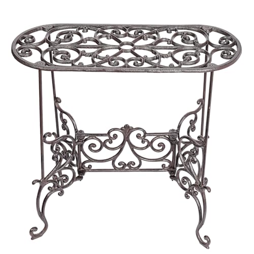 Sungmor Heavy Duty Cast Iron Potted Plant Stand Garden Table - 22.6IN. 1 Tier Metal Stands - Decorative & Vintage Style Indoor Outdoor Corner Shelf for Planters Vases Lanterns Ornaments Books and More | 1 Tier Metal Stands - Decorative Indoor Outdoor Corn